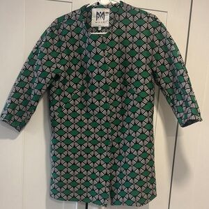 Milly Black, White & Green Geometric Shift Jacket